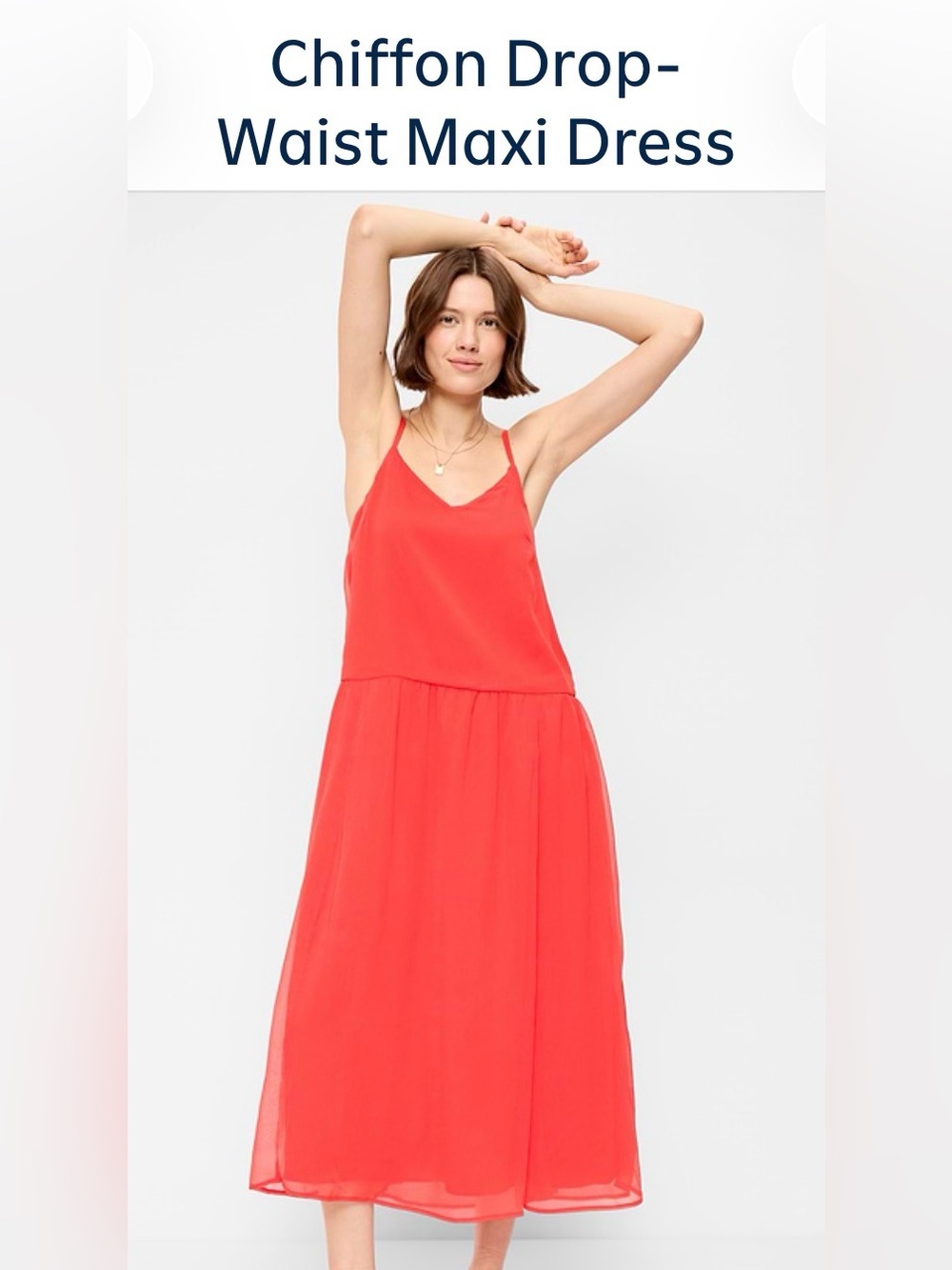 NWOT Chiffon Drop-Waist Maxi Dress - POPSICLE ORANGE! XS